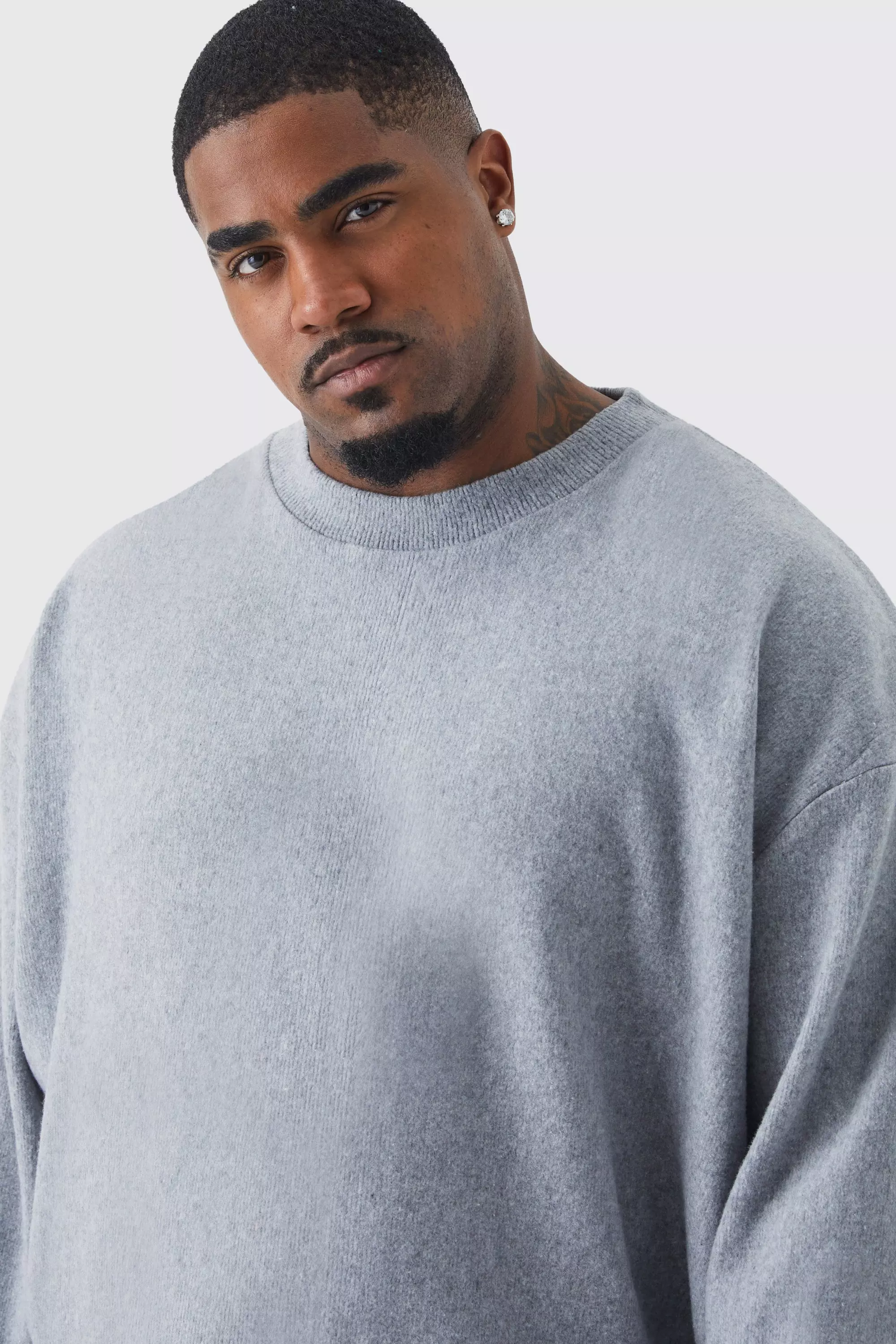 Grey marl Plus Brushed Ottoman Oversized Boxy Sweater alternative image