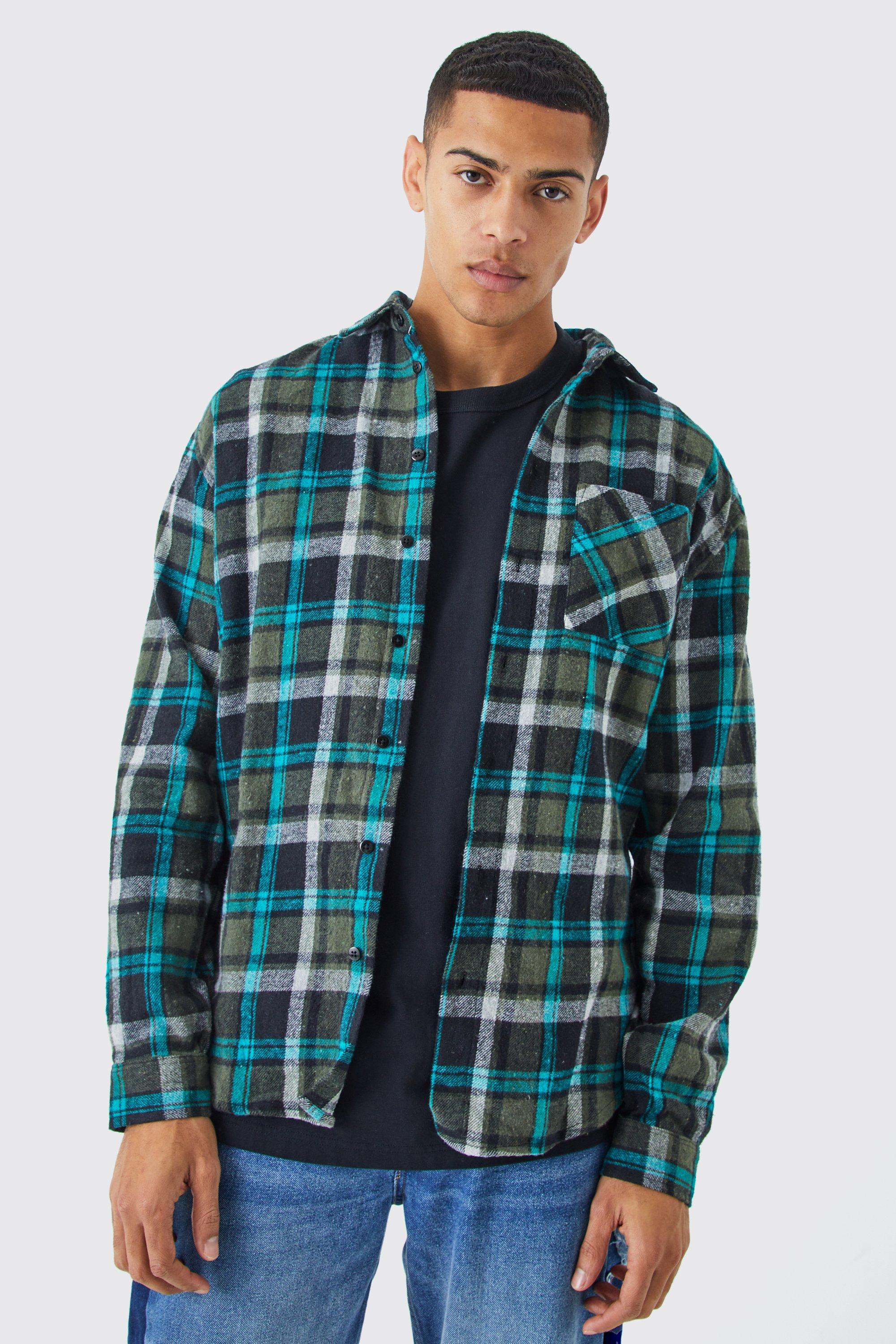 Heavy Weight Check Overshirt | boohooMAN