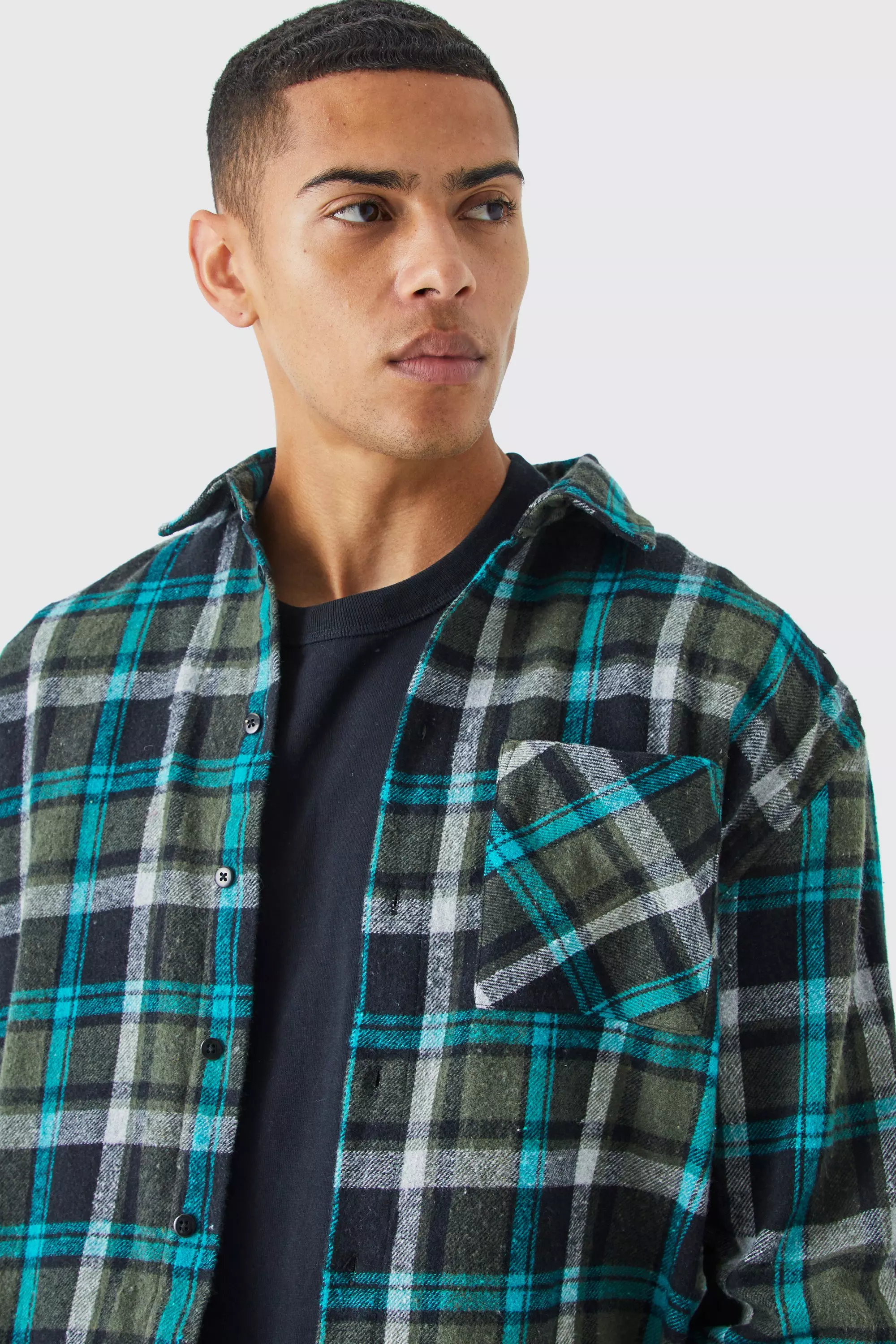 Kariertes Flannel-Overshirt, Khaki alternatives Bild