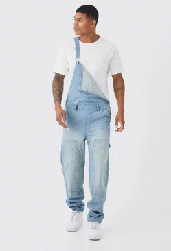 Relaxed Carpenter Distressed Overalls Vintage blue