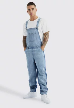 Relaxed Colour Contrast Overalls Mid blue
