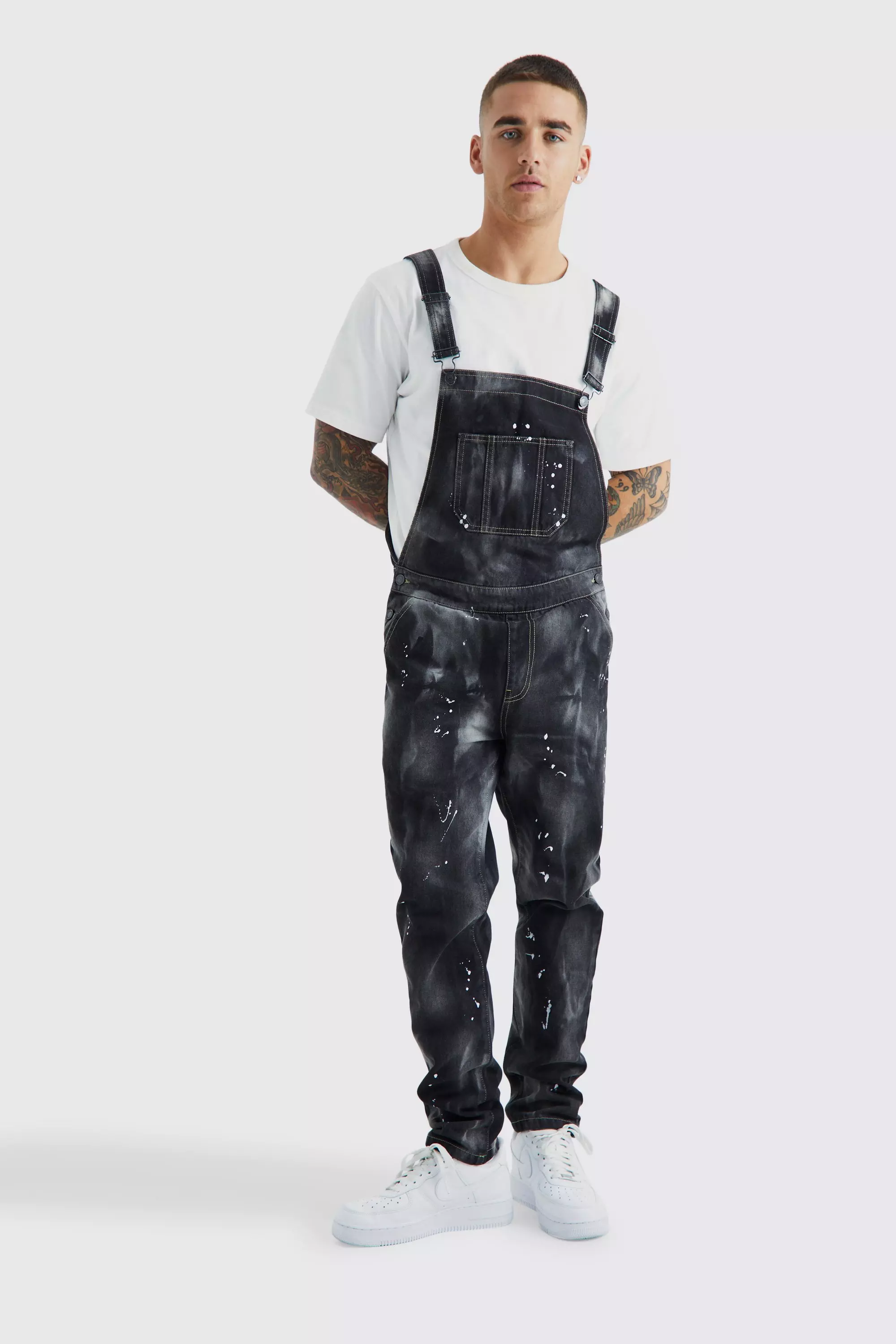 Slim Tie Dye Overalls Black