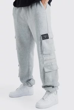 Grey Tall Jersey Cargo Jogger With Zip Detail