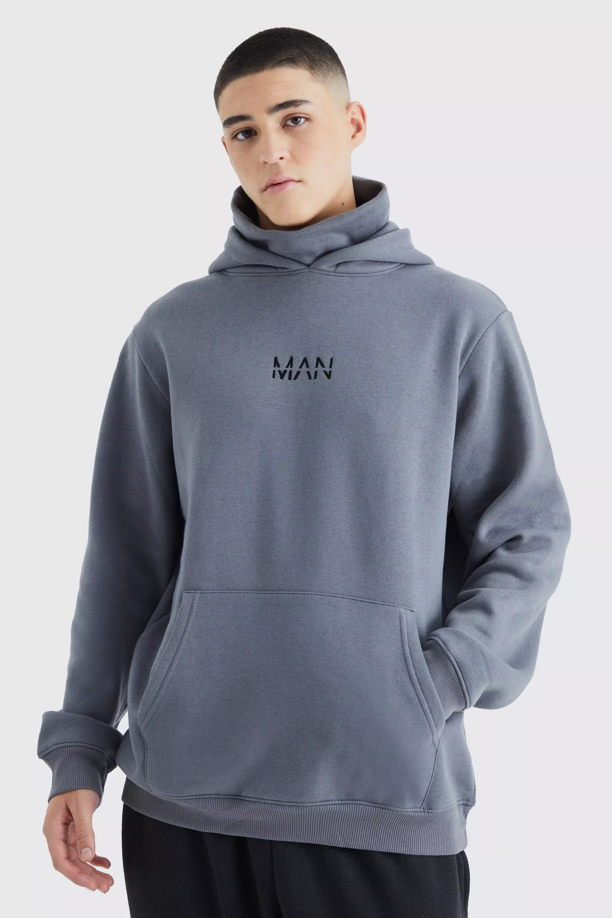 Man Official Jersey Hoodie With Snood Charcoal