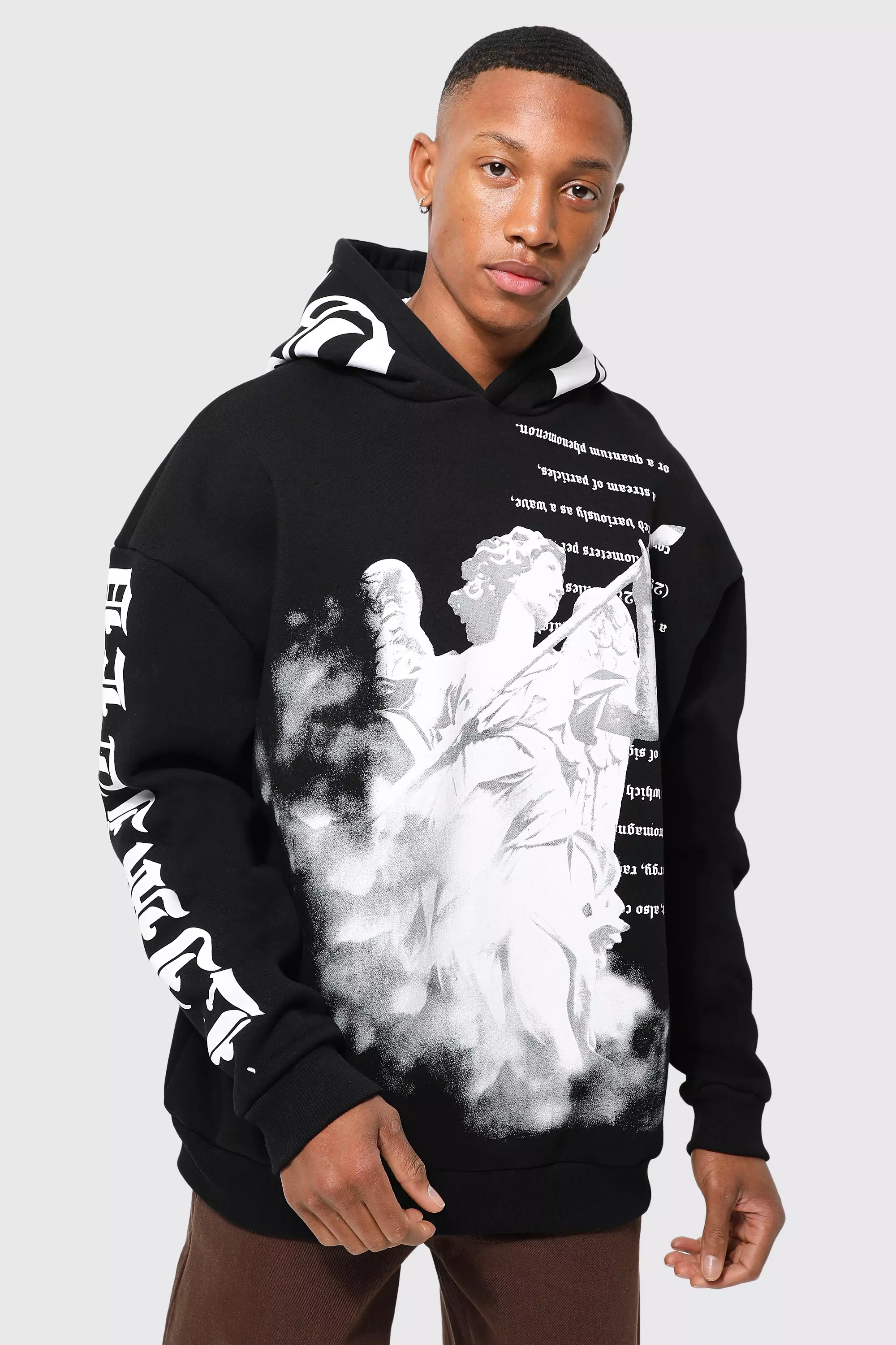 Oversized Ofcl Statue Graphic Hoodie Black