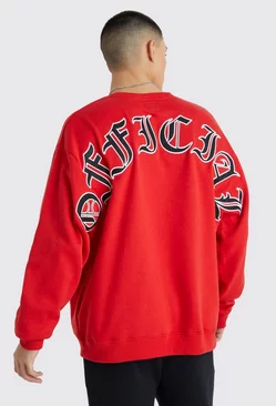 Oversized Official Back Graphic Sweatshirt Red