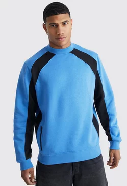 Zip Detail Colour Block Sweatshirt Cobalt