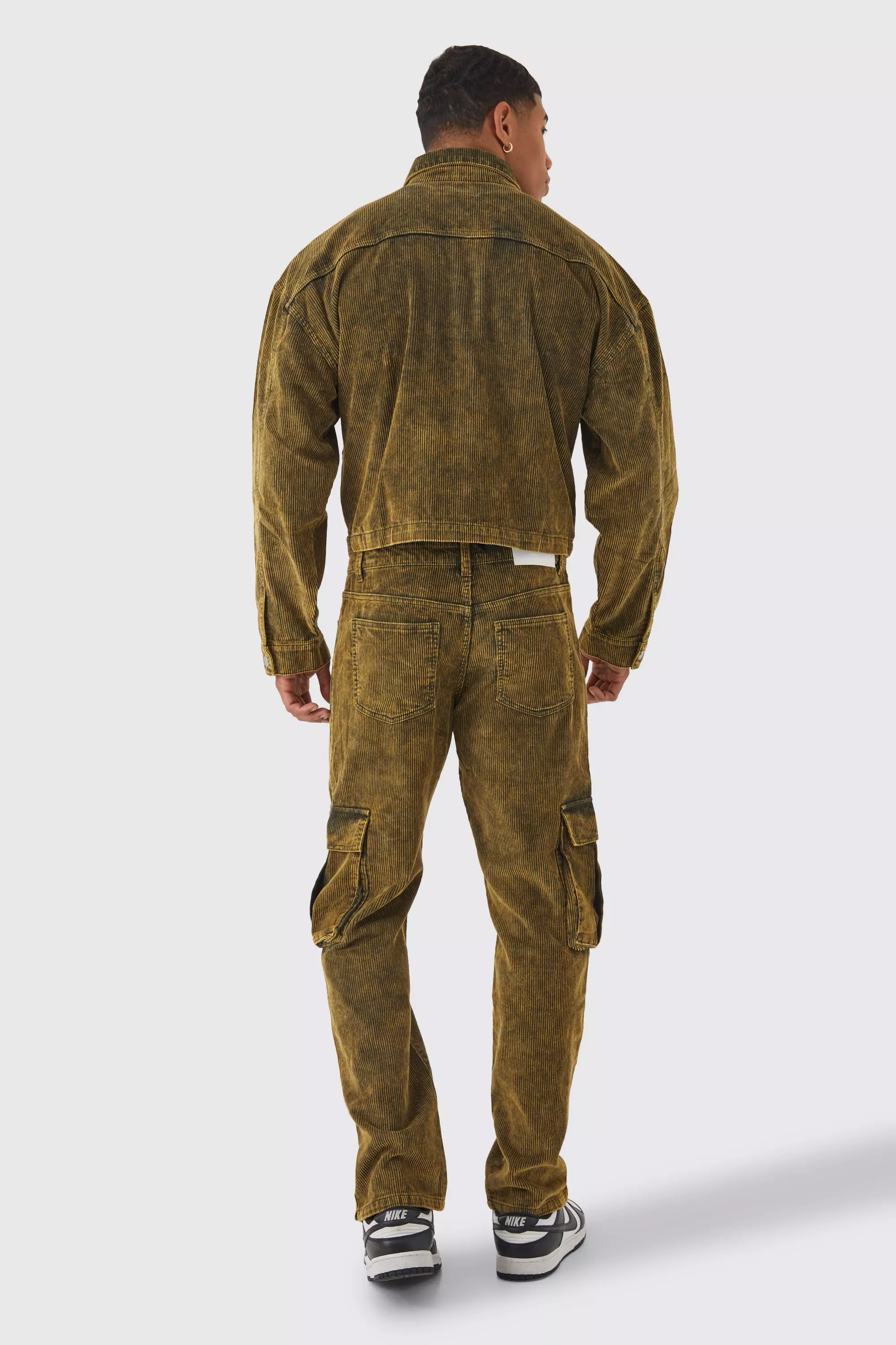 Boxy Acid Wash Cord Jacket boohooMAN IE