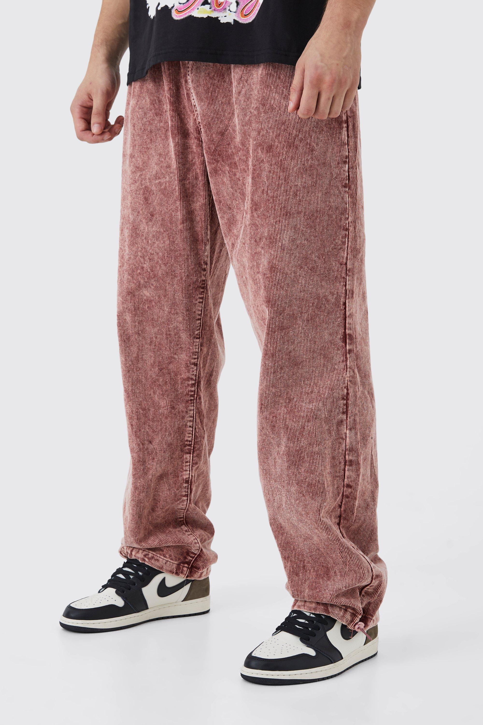 Acid Wash Relaxed Fit Popper Cord Pants