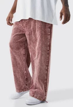 Burgundy Red Plus Relaxed Acid Wash Cord Pants