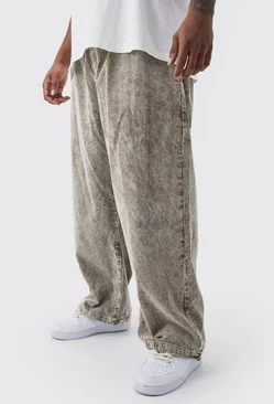 Plus Relaxed Acid Wash Cord Pants Taupe