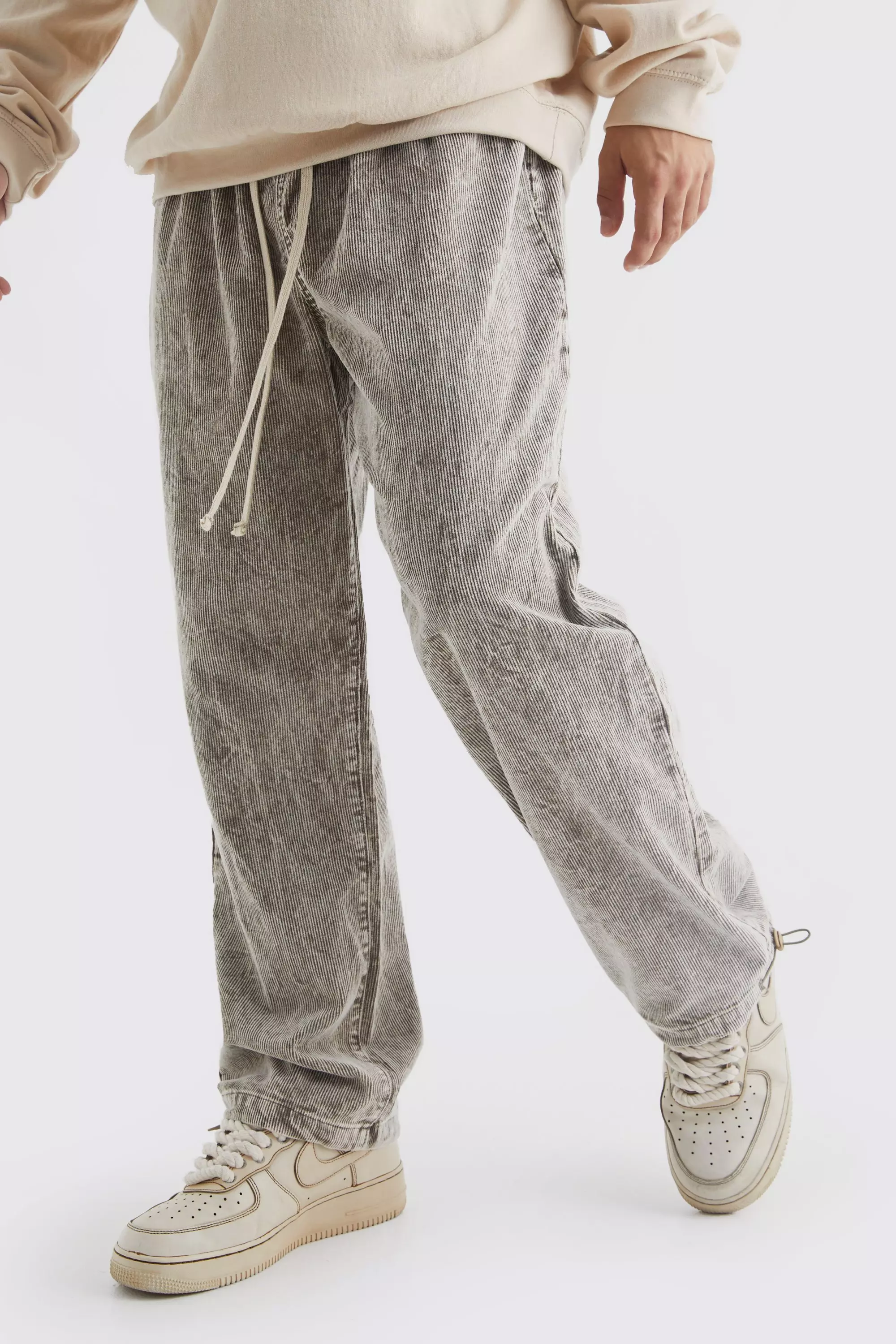 Relaxed Acid Wash Cord Pants Stone