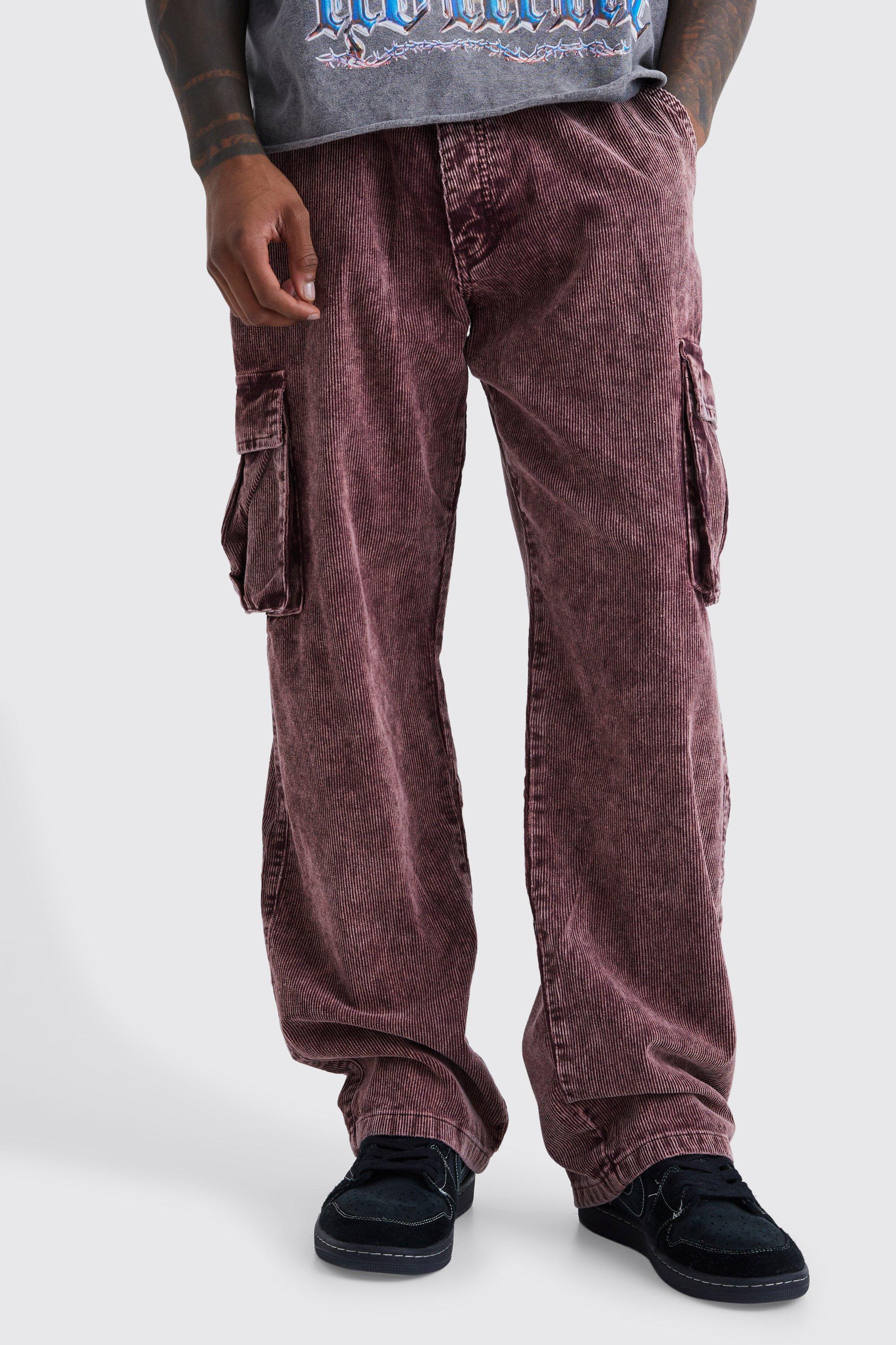 Acid Wash Relaxed Fit Cargo Trousers