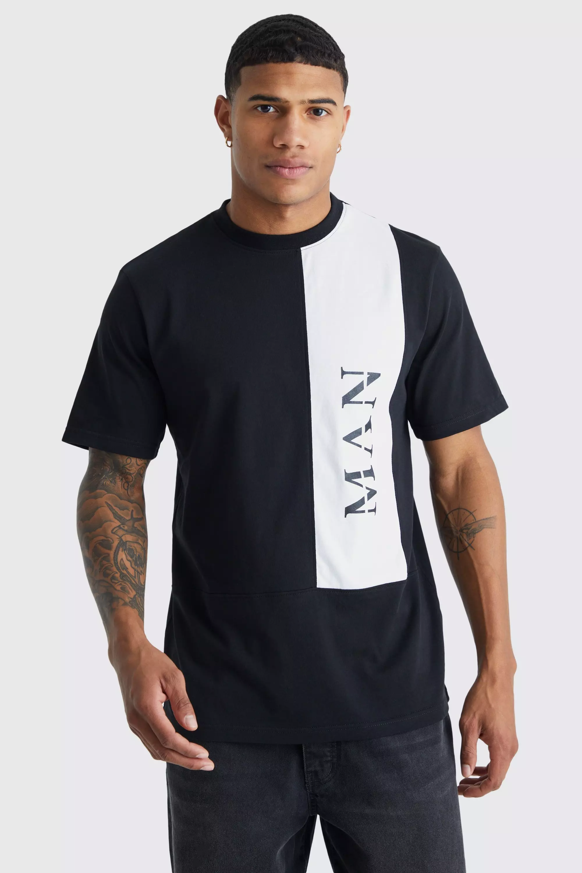 Black Man Roman Colour Block T-shirt