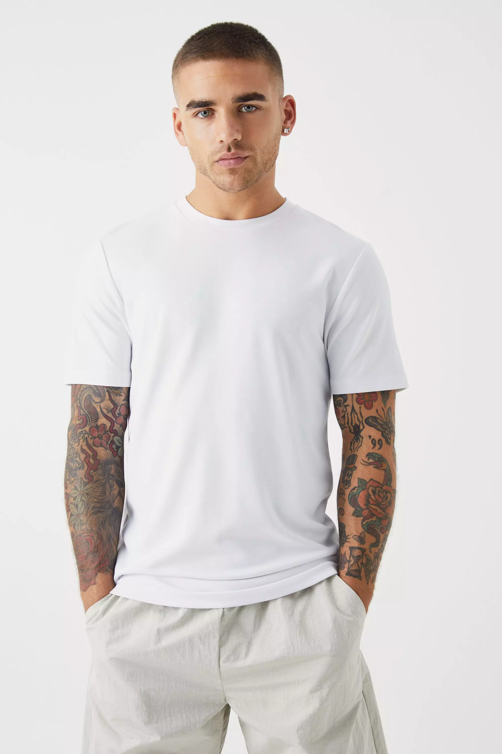 Long Sleeve Slim Fit Monogram Mesh T-shirt