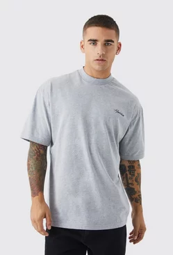 Grey Oversized Homme Embroidered T-shirt