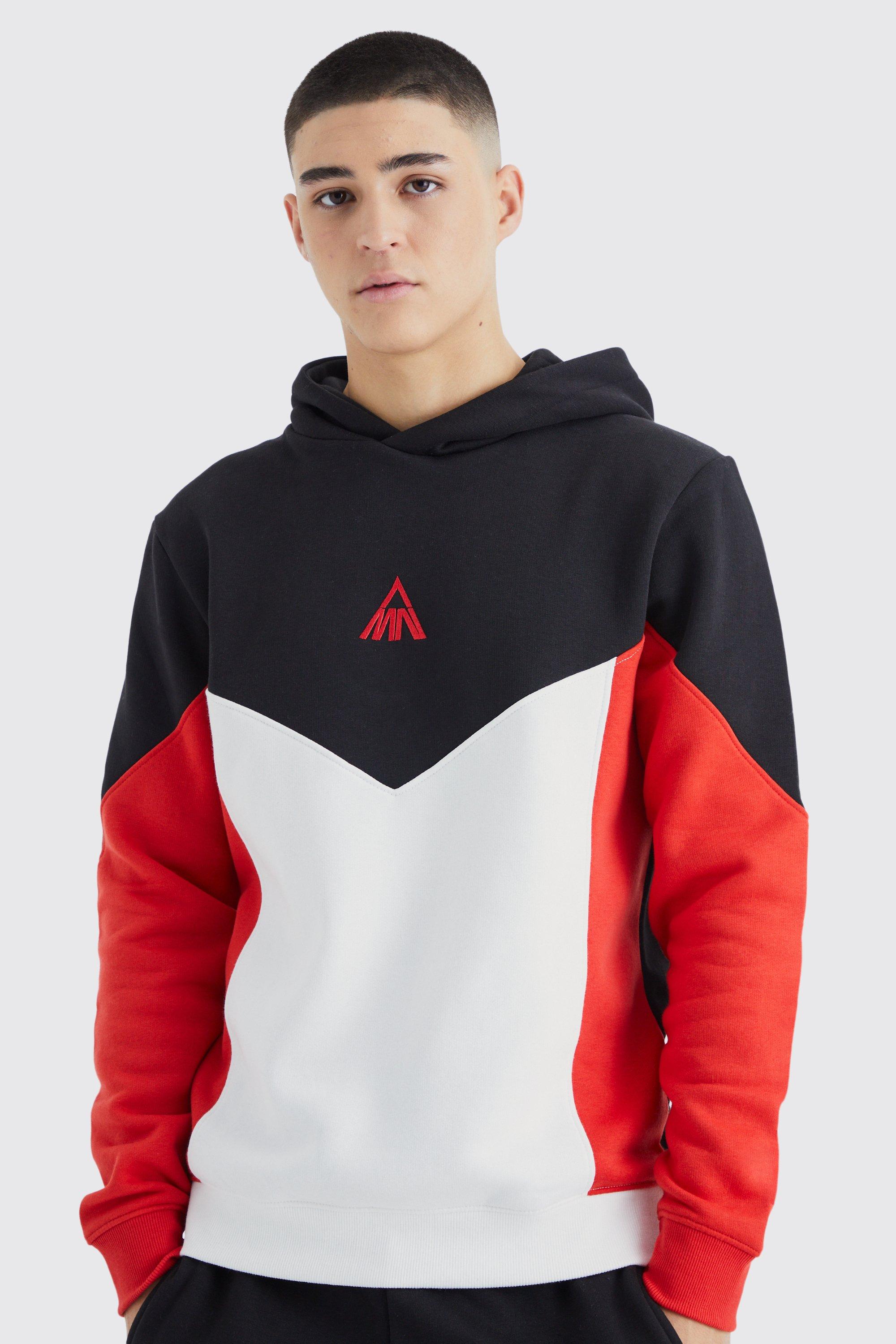 Man Slim Fit Colour Block Hoodie boohooMAN USA