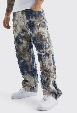 Fixed Waist Oil Camo Tapestry Pants Charcoal