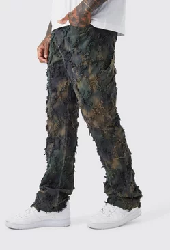 Fixed Waist Slim Oil Camo Cargo Tapestry Pants Olive