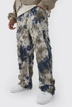 Charcoal Grey Plus Fixed Waist Oil Camo Tapestry Pants
