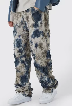 Tall Fixed Waist Oil Camo Tapestry Pants Charcoal