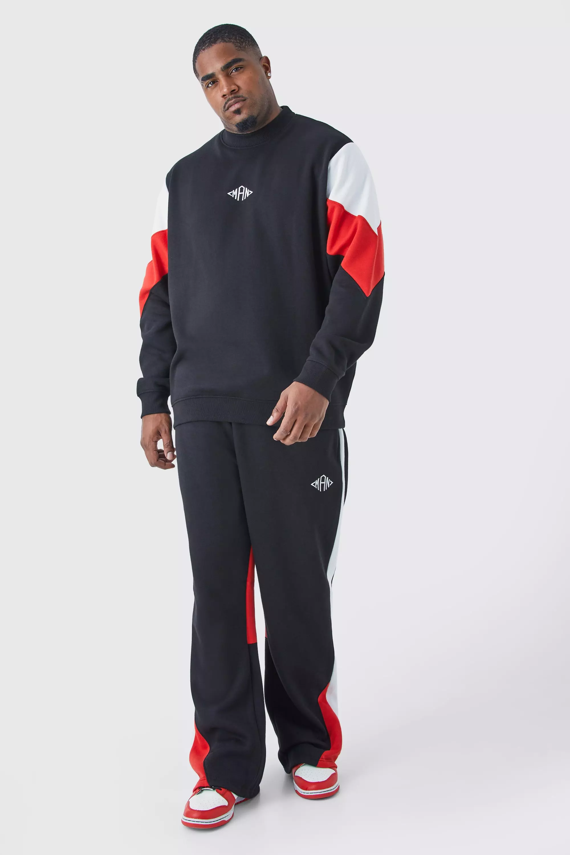 Red Plus Man Colour Block Sweater Gusset Tracksuit