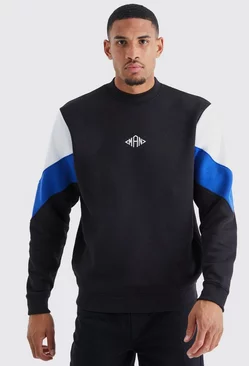Tall Man Colour Block Extended Neck Sweatshirt Cobalt