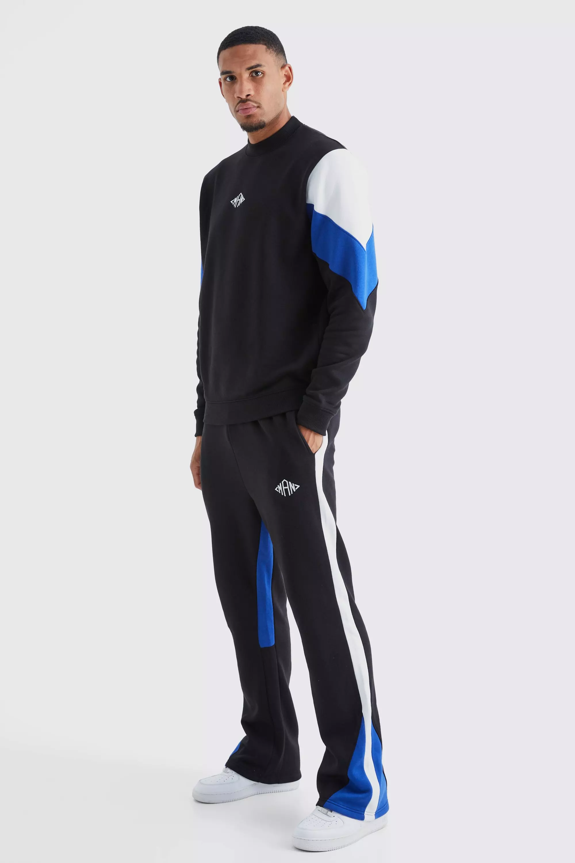 Tall Man Colour Block Sweater Gusset Tracksuit Cobalt