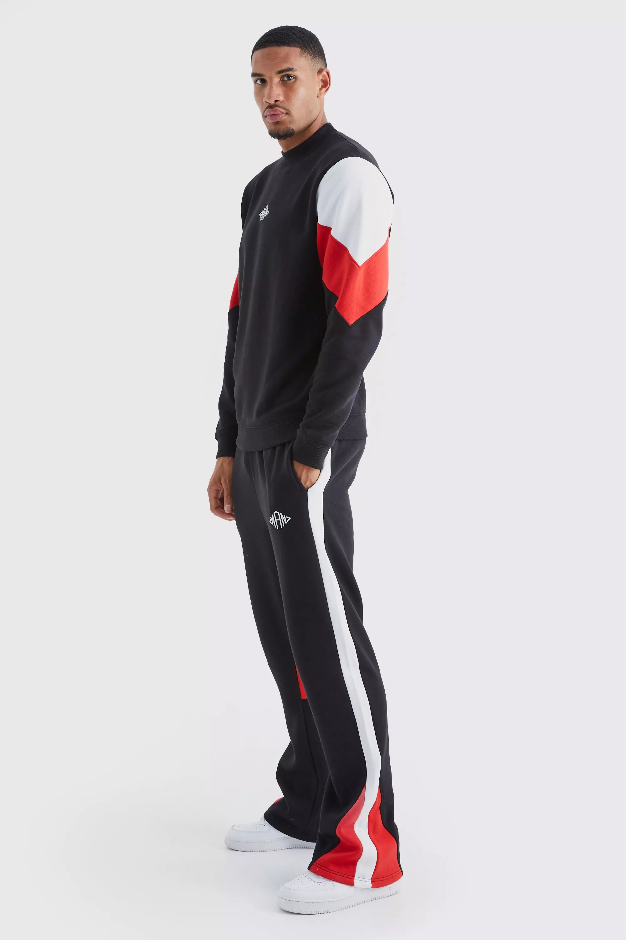 Tall Man Colour Block Sweater Gusset Tracksuit Red