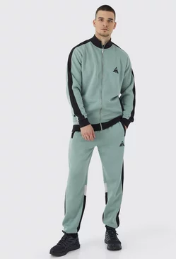 Tall Man Panel Funnel Neck Sweater Tracksuit Sage