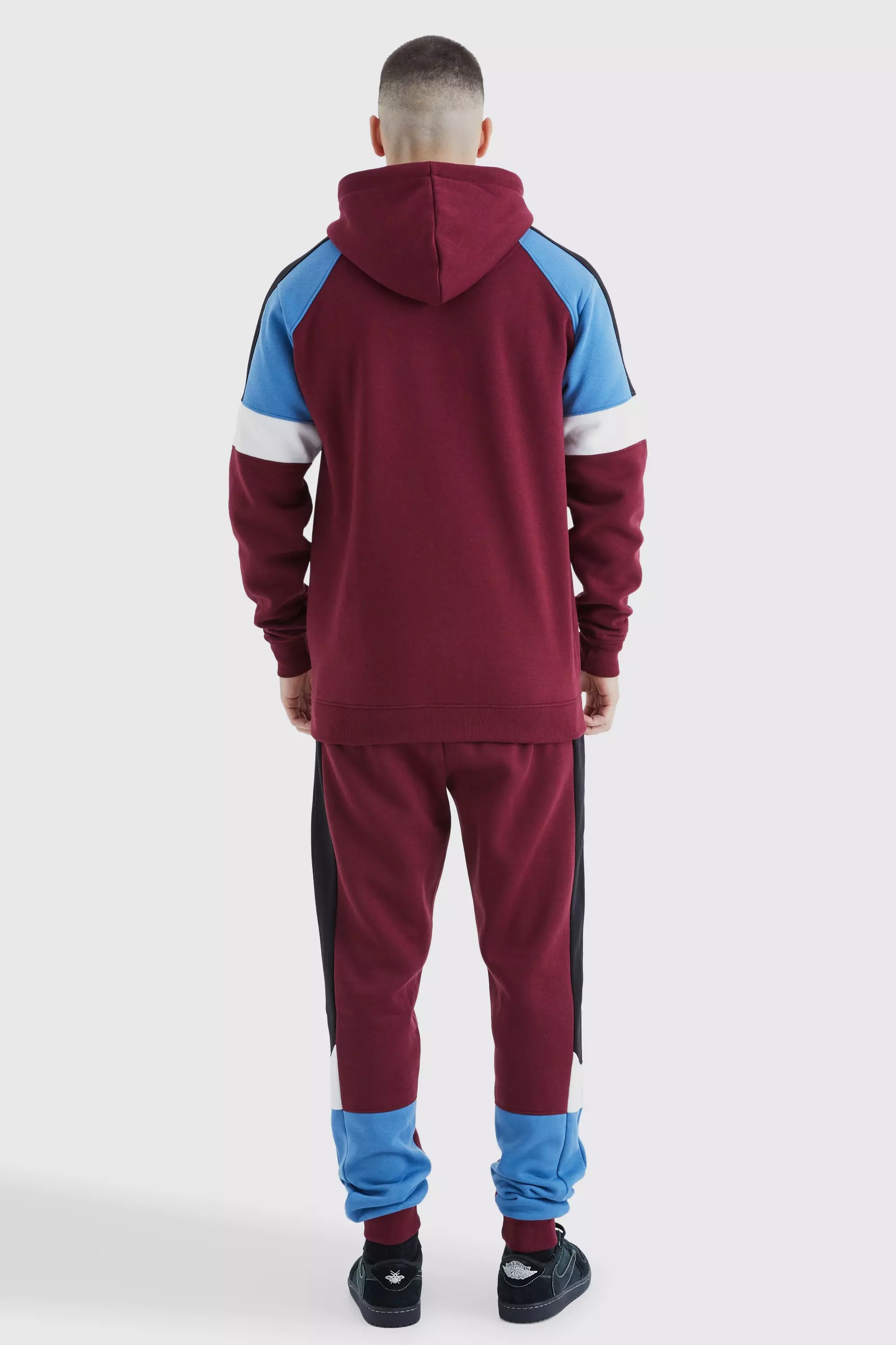 Tall Man Slim Colour Block Hooded Tracksuit boohooMAN UK