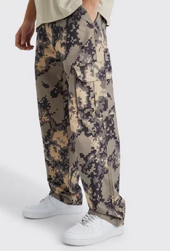 Relaxed Pixelated Camo Cargo Pants Stone