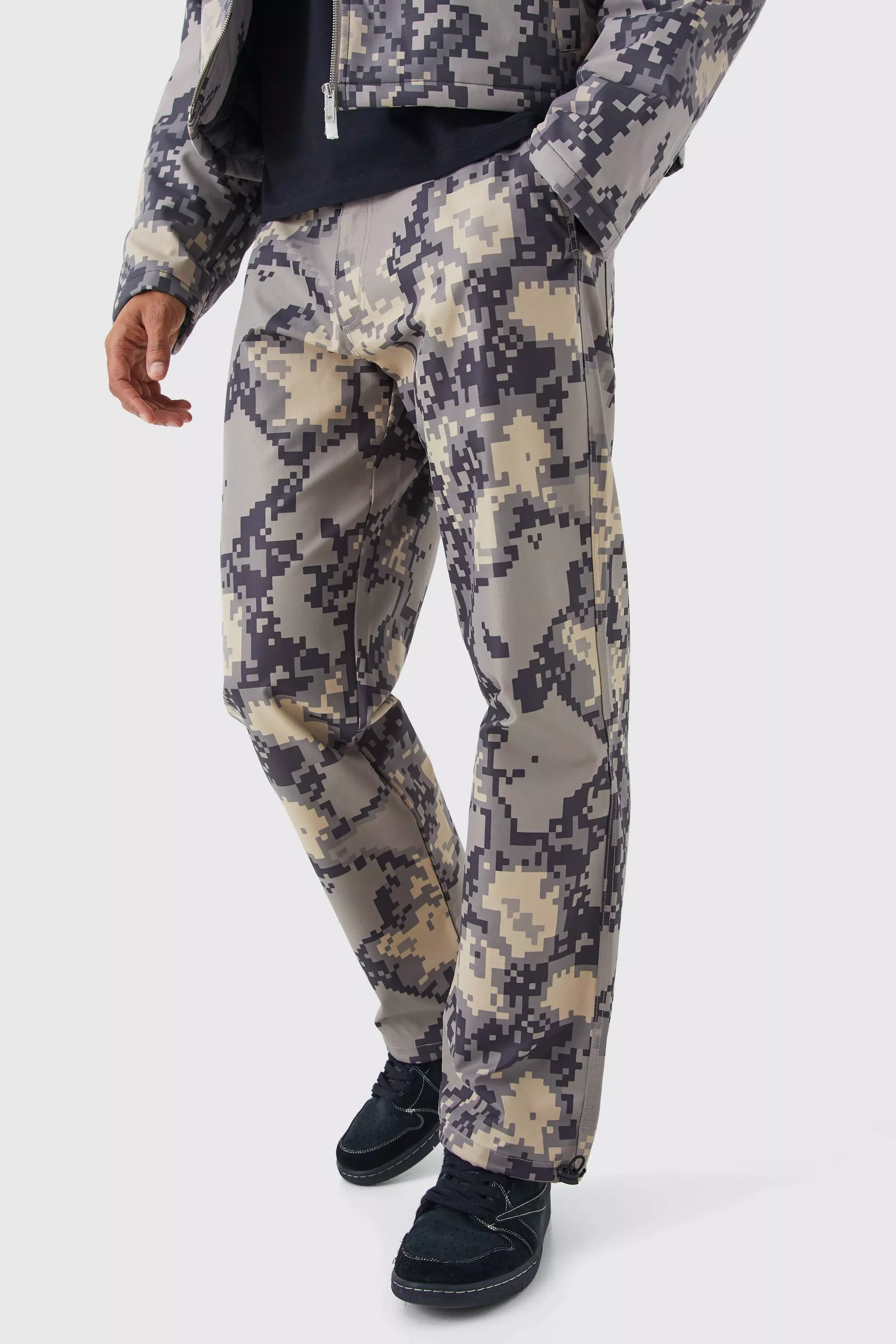 Stone Beige Relaxed Pixelated Camo Pants
