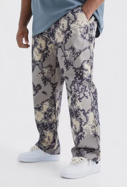 Plus Relaxed Pixelated Camo Pants Stone