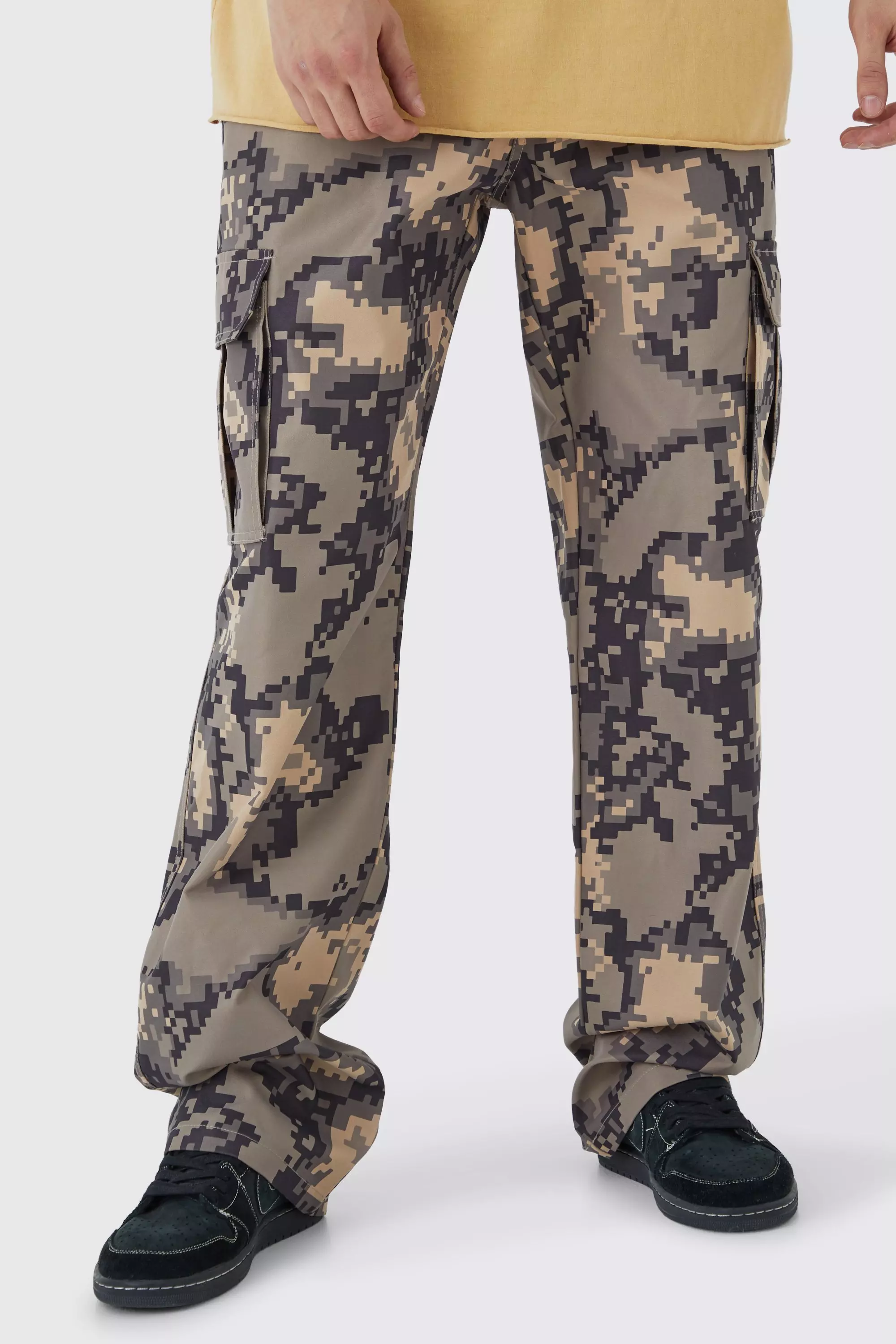 Tall - Pantalon cargo large à imprimé camouflage, Stone autre image