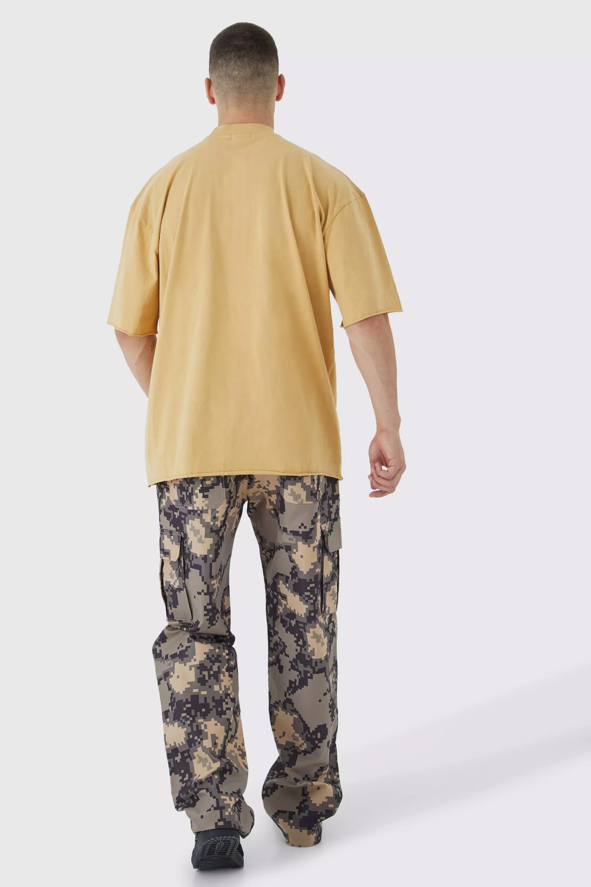 Tall - Pantalon cargo large à imprimé camouflage, Stone autre image