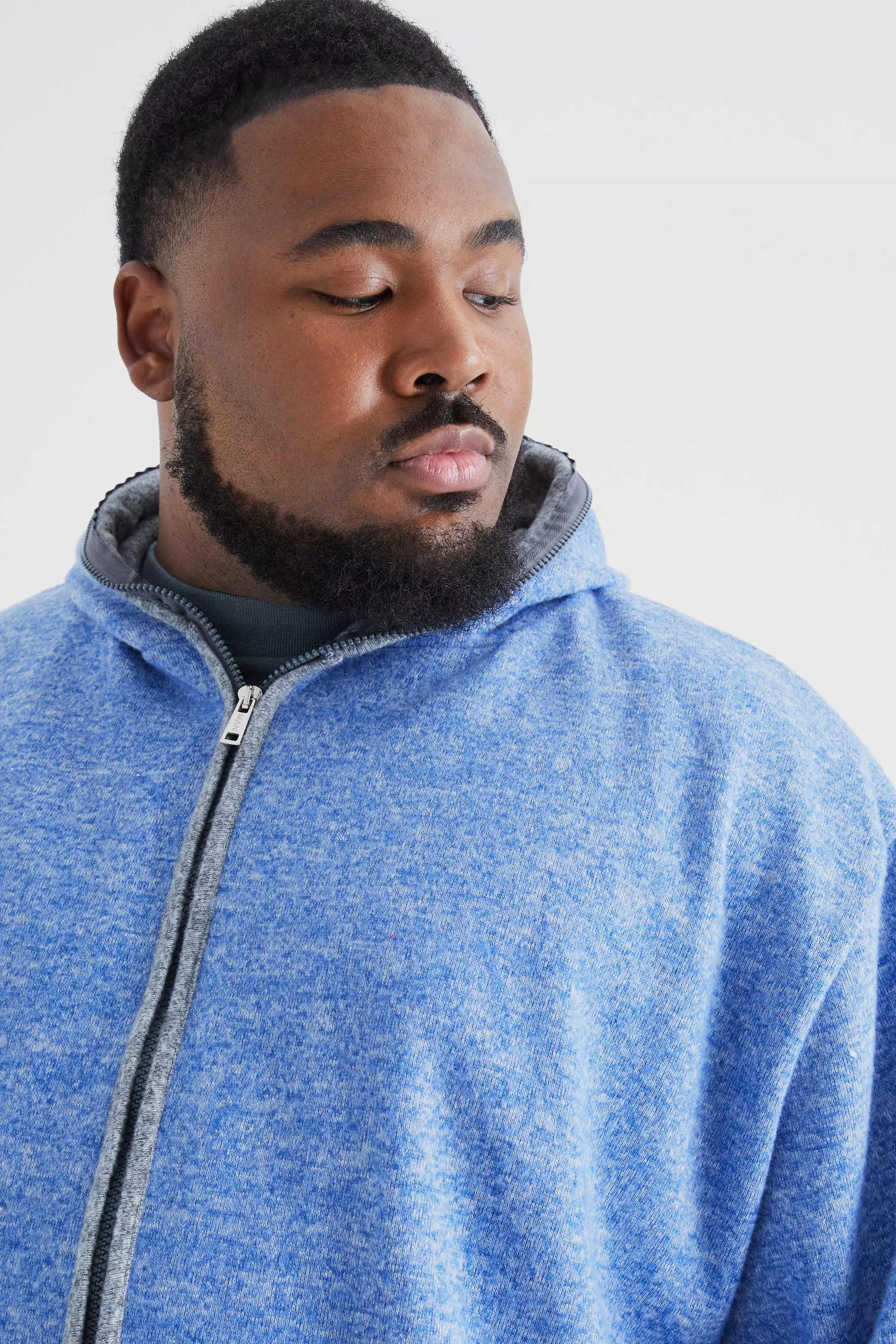 Slate blue Plus Oversized Heavyweight Brushed Zip Up Hoodie alternative image