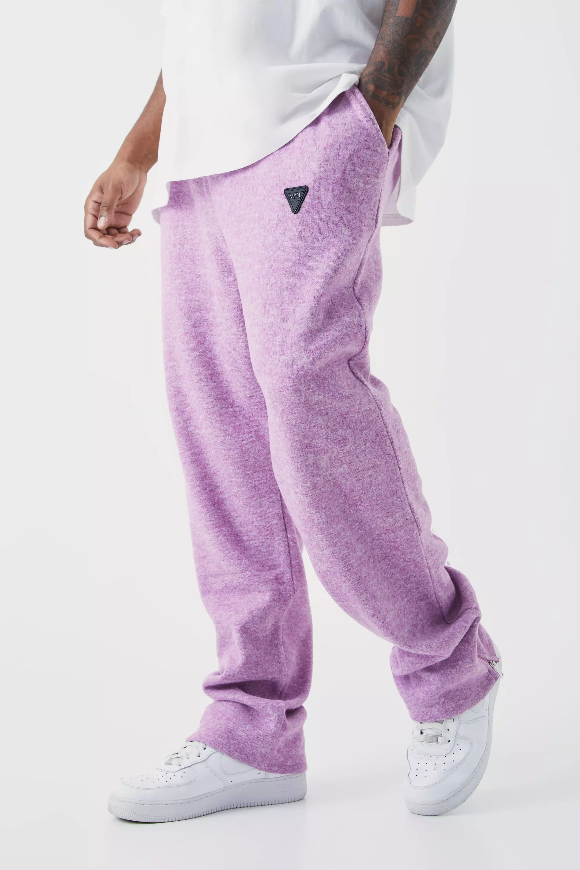 Plus Relaxed Brushed Heavyweight Taped Sweatpants Lilac