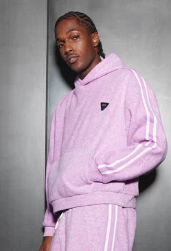 Oversized Brushed Heavyweight Taped Hoodie Lilac