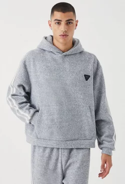 Oversized Brushed Heavyweight Taped Hoodie Grey marl