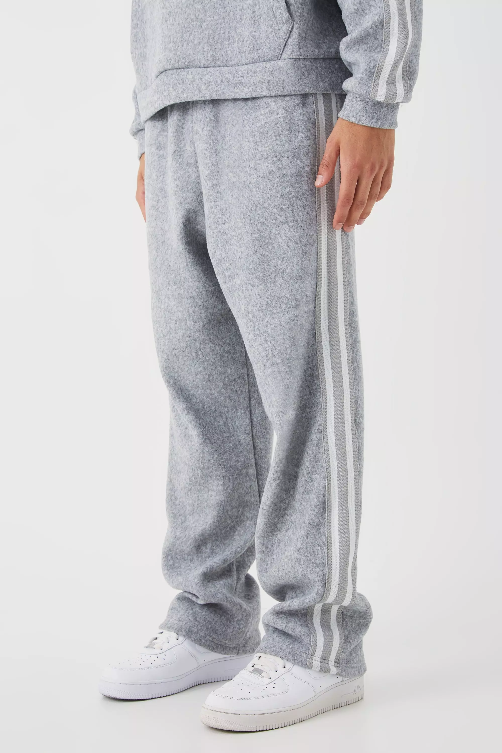 Relaxed Brushed Heavyweight Taped Sweatpants Grey marl