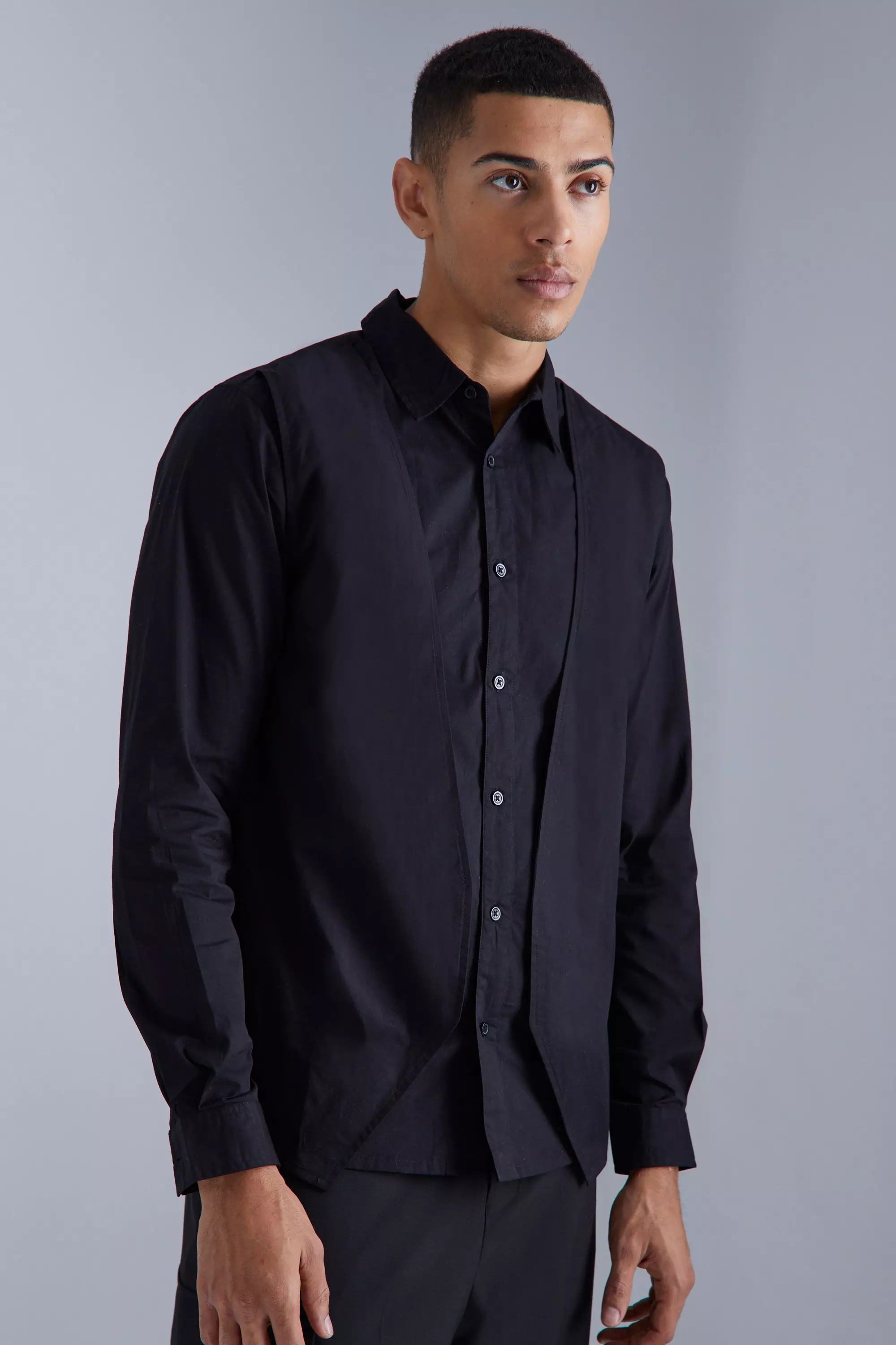 Longsleeve Layered Smart Shirt Black