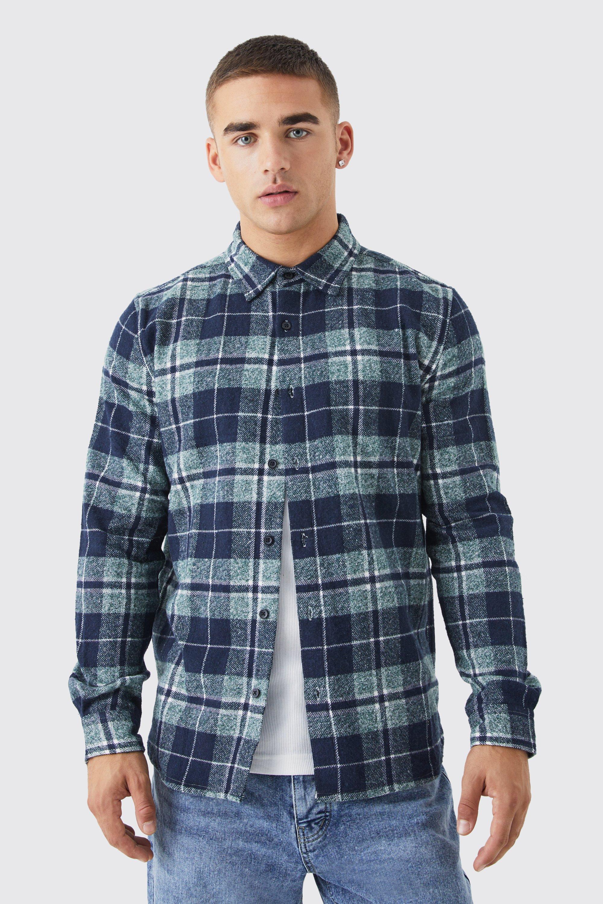 【2plan】Time balloon over check shirt Oversized Flannel Spliced Shirt | boohooMAN USA