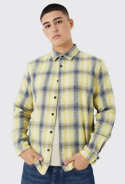 Longsleeve Check Flannel Overshirt Charcoal