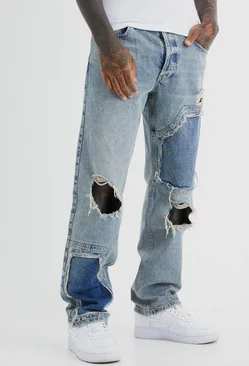 Blue Relaxed Rigid Ripped Jeans