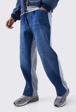 Baggy Fit Elastic Waist Hybrid Sweatpants Jean Dark blue