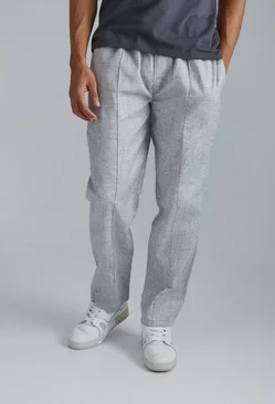Elasticated Waistband Straight Leg Pants Grey