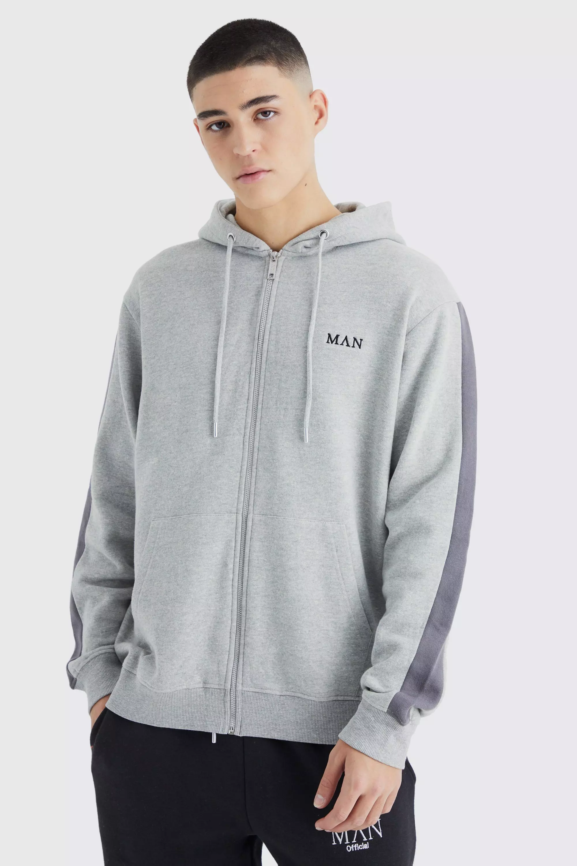 Grey Man Sleeve Panel Hoodie