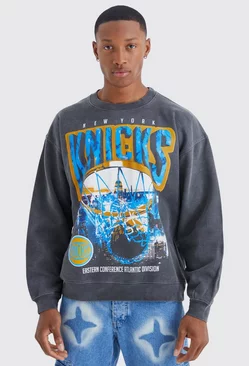 Grey Oversized New York Knicks NBA License Sweater