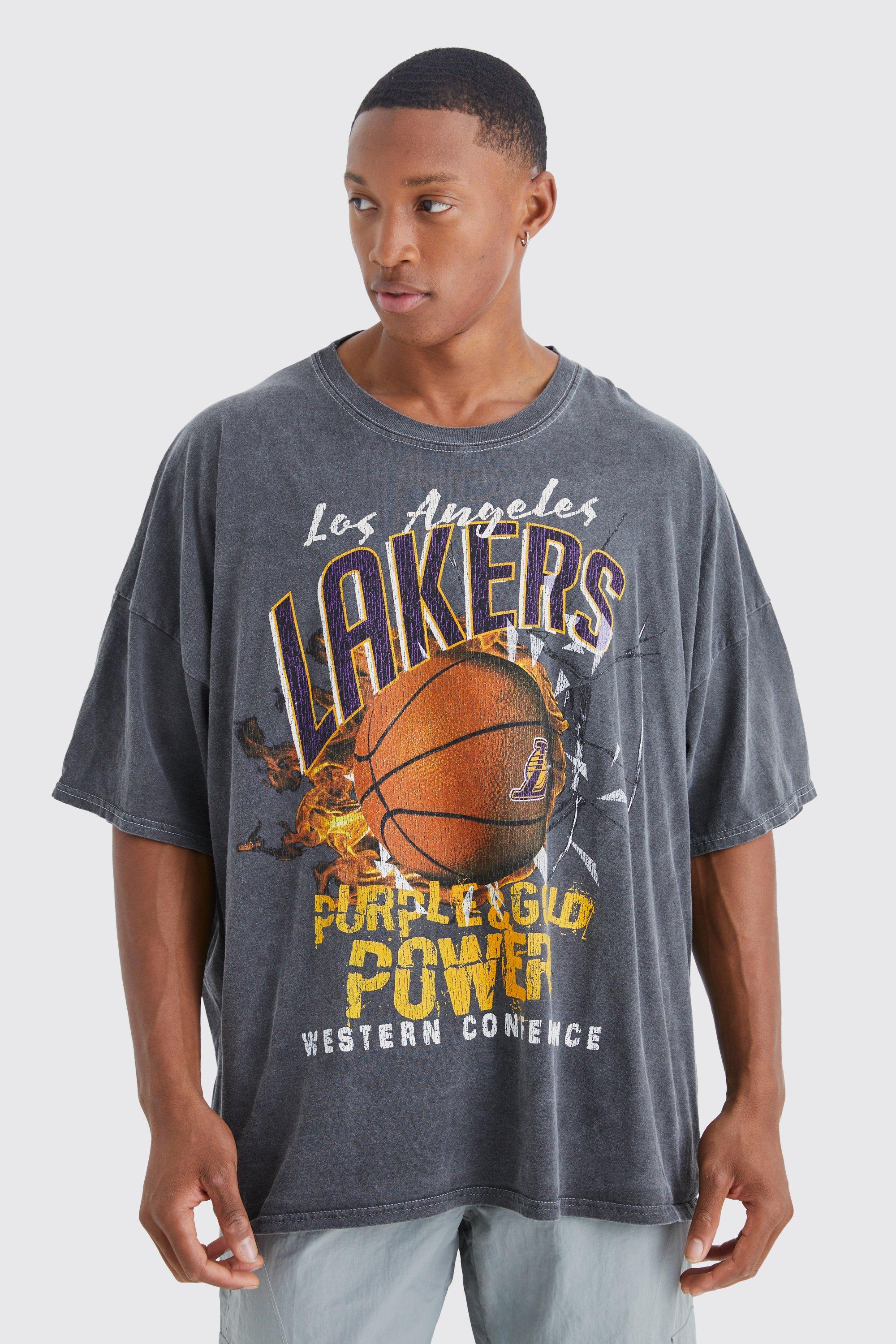 La Lakers NBA Acid Wash License T Shirt